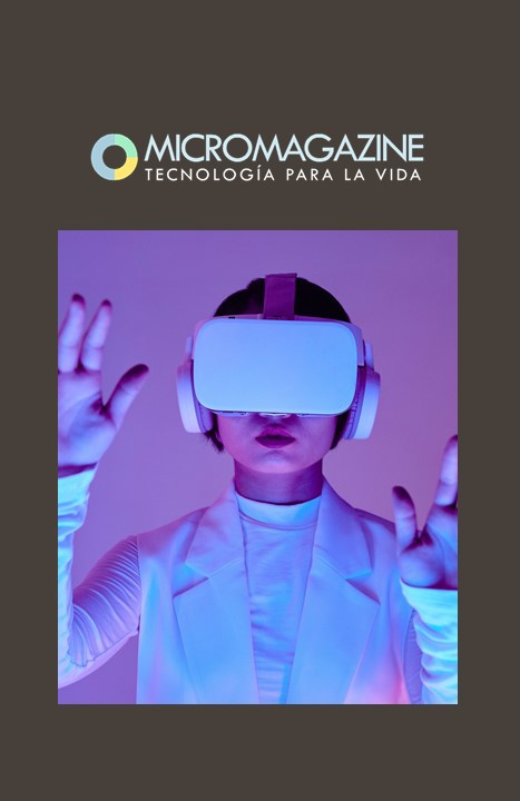 Tecnología para la Vida TXLV - MicroMagazine de FUNTESO, Fundación Tecnología Social Composición de una imagen en la que aparece una mujer portando unas gafas de realidad virtual junto al logotipo de Tecnología para la Vida TXLV - MicroMagazine de FUNTESO, Fundación Tecnología Social