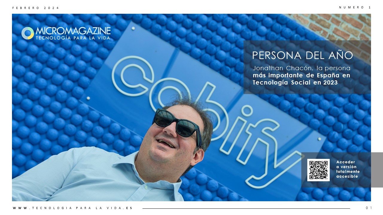 Tecnología para la Vida TXLV - MicroMagazine de FUNTESO, Fundación Tecnología Social | Jonathan Chacón y Cabify Imagen de la portada del primer número del MicroMagazine de FUNTESO, Fundación Tecnología Social, Tecnología para la Vida TXLV, destacando en la misma la imagen de Jonathan Chacón, la persona más importante en España en Tecnología Social en 2023, perteneciente al equipo de trabajo en accesibilidad de Cabify. El número completo está dedicado a su persona, destacando que es uno de los únicos programadores ciegos del mundo de éxito nacional e internacional en el sector de la accesibilidad.